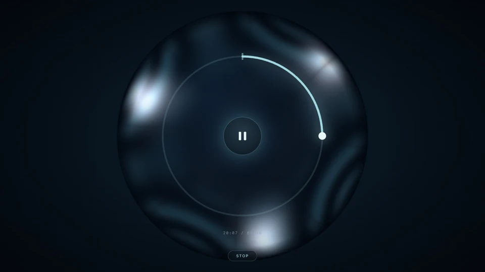 Alvenra session with a cymatics pattern and progress ring.